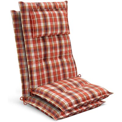 BEAUTISSU 2 Coussins D'Assise Pour Chaises De Jardin À Dossier Haut 120 X 50 X 7 Cm, À Carreaux Orange-rouge-vert - Publicité BEAUTISSU 2 Coussins D'Assise Pour Chaises De Jardin À Dossier Haut 120 X 50 X 7 Cm, À Carreaux Orange-rouge-vert - Publicité