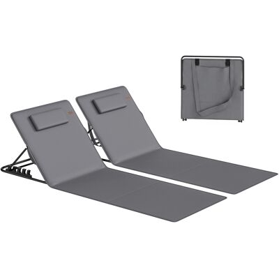 ARRIGONI Lot De 2 Tapis De Plage Pliables Avec Dossier Reglable Et Coussin - Publicité ARRIGONI Lot De 2 Tapis De Plage Pliables Avec Dossier Reglable Et Coussin - Publicité