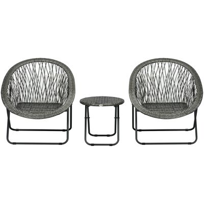 ACKERMAN Ensemble De Jardin Pliable Set De Balcon Avec Table Basse Et 2 Chaises, Acier Gris Pour Terrasse Et Jardin - Publicité ACKERMAN Ensemble De Jardin Pliable Set De Balcon Avec Table Basse Et 2 Chaises, Acier Gris Pour Terrasse Et Jardin - Publicité