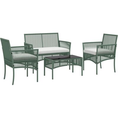 ARRIGONI Ensemble Salon De Jardin 4 Pièces Canapé 2 Places 2 Fauteuils 1 Table Basse Plateau Verre Trempé - Publicité ARRIGONI Ensemble Salon De Jardin 4 Pièces Canapé 2 Places 2 Fauteuils 1 Table Basse Plateau Verre Trempé - Publicité