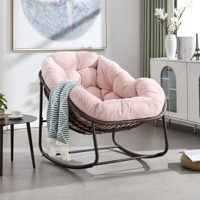 ACKERMAN Fauteuil À Bascule En Rotin D'Extérieur, Balancelle Assise Rembourrée Avec Dossier Pour Entrée Avant, Salon, Patio, Jardin - Publicité ACKERMAN Fauteuil À Bascule En Rotin D'Extérieur, Balancelle Assise Rembourrée Avec Dossier Pour Entrée Avant, Salon, Patio, Jardin - Publicité