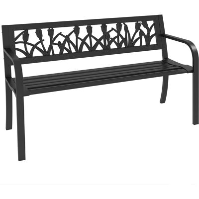 ARRIGONI Banc De Jardin 2 Places En Acier Avec Dossier Decore Et Accoudoirs 125x50x75 Cm Noir - Publicité ARRIGONI Banc De Jardin 2 Places En Acier Avec Dossier Decore Et Accoudoirs 125x50x75 Cm Noir - Publicité