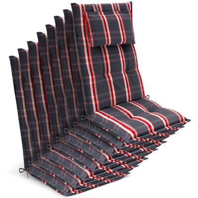 BEAUTISSU 8 Coussins De Siège De Jardin À Dossier Haut 120 X 50 X 7 Cm, À Carreaux Gris Et Rouges - Publicité BEAUTISSU 8 Coussins De Siège De Jardin À Dossier Haut 120 X 50 X 7 Cm, À Carreaux Gris Et Rouges - Publicité
