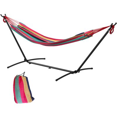 ARRIGONI Hamac Autoportant Avec Support Reglable Et Sac De Transport 310x117x105 Cm Rouge - Publicité ARRIGONI Hamac Autoportant Avec Support Reglable Et Sac De Transport 310x117x105 Cm Rouge - Publicité