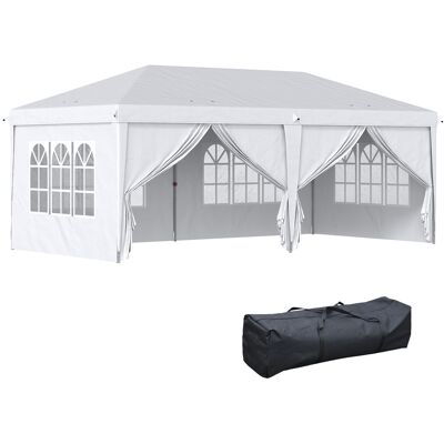 ACKERMAN Pavillon 5,85 X 2,95 M Pavillon De Jardin Pliable Avec Protection Uv, Tente De Fête Incluant Parois Latérales Et Fenêtres, Portes À Fermeture Éclair, Acier Blanc - Publicité ACKERMAN Pavillon 5,85 X 2,95 M Pavillon De Jardin Pliable Avec Protection Uv, Tente De Fête Incluant Parois Latérales Et Fenêtres, Portes À Fermeture Éclair, Acier Blanc - Publicité
