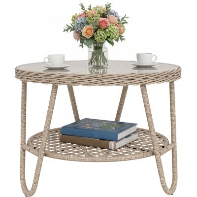 ARRIGONI Table D Appoint En Polyrotin 2 Etages Avec Plateau En Verre Et Pieds Reglables 65 X 65 X 50 Cm Jaune - Publicité ARRIGONI Table D Appoint En Polyrotin 2 Etages Avec Plateau En Verre Et Pieds Reglables 65 X 65 X 50 Cm Jaune - Publicité