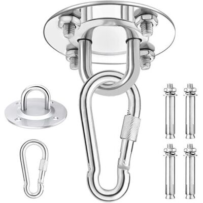 ABYSSE Crochet De Plafond Robuste, Capacité De 450 Kg, Kit De Suspension Pour Hamac En Acier Inoxydable, Rotation À 180° Pour Ensembles En Béton Et En Bois, Chaise Suspendue, Lampe Suspendue, Hamac, Yoga, Av - Publicité ABYSSE Crochet De Plafond Robuste, Capacité De 450 Kg, Kit De Suspension Pour Hamac En Acier Inoxydable, Rotation À 180° Pour Ensembles En Béton Et En Bois, Chaise Suspendue, Lampe Suspendue, Hamac, Yoga, Av - Publicité