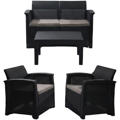 Ensemble Salon De Jardin Relaxdays 4 Pièces, Rotin Synthétique, 4 Personnes, Banquette 2 Places, 2 Fauteuils & Table - Publicité Ensemble Salon De Jardin Relaxdays 4 Pièces, Rotin Synthétique, 4 Personnes, Banquette 2 Places, 2 Fauteuils & Table - Publicité