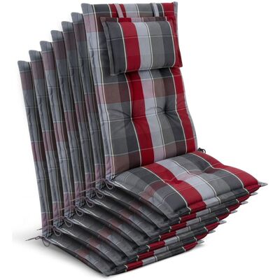 BEAUTISSU 7 Coussins De Chaise De Jardin À Dossier Haut 120 X 50 X 7 Cm, À Carreaux Gris-rouge-bleu Clair - Publicité BEAUTISSU 7 Coussins De Chaise De Jardin À Dossier Haut 120 X 50 X 7 Cm, À Carreaux Gris-rouge-bleu Clair - Publicité