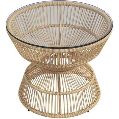 ARRIGONI Table D'Appoint De Jardin En Rotin Pe Avec Plateau En Verre 60x60x50 Cm - Publicité ARRIGONI Table D'Appoint De Jardin En Rotin Pe Avec Plateau En Verre 60x60x50 Cm - Publicité