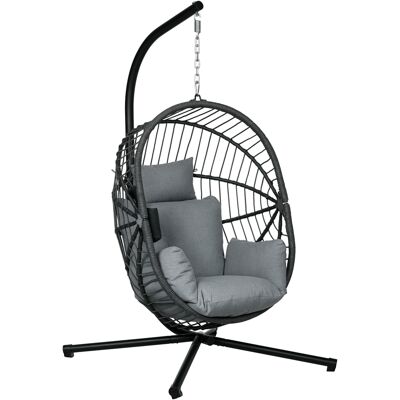 OEM Fauteuil Œuf Suspendu, Chaise Hamac Balançoire Intérieur Et Extérieur, Panier Pliable, Coussin Rembourré, Gris - Publicité OEM Fauteuil Œuf Suspendu, Chaise Hamac Balançoire Intérieur Et Extérieur, Panier Pliable, Coussin Rembourré, Gris - Publicité