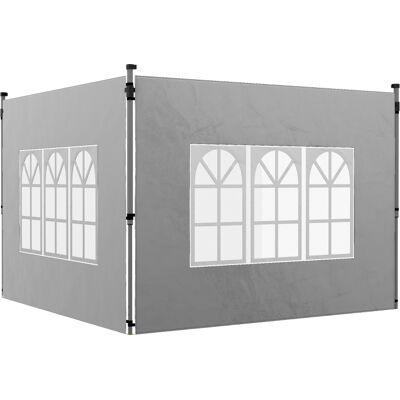 ACKERMAN Ensemble De 2 Panneaux Latéraux Pour Tonnelle 3x3/3x4 M, Paroi Latérale Avec Fenêtre, Étanche, Gris Clair - Publicité ACKERMAN Ensemble De 2 Panneaux Latéraux Pour Tonnelle 3x3/3x4 M, Paroi Latérale Avec Fenêtre, Étanche, Gris Clair - Publicité
