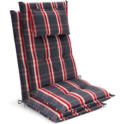 BEAUTISSU 2 Coussins De Siège De Jardin À Dossier Haut 120 X 50 X 7 Cm, À Carreaux Gris Et Rouges - Publicité BEAUTISSU 2 Coussins De Siège De Jardin À Dossier Haut 120 X 50 X 7 Cm, À Carreaux Gris Et Rouges - Publicité