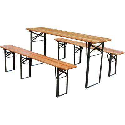DEVOKO Ensemble Tente À Bière Pliante 177 Cm En 3 Parties, 1 Table Et 2 Bancs En Pin Massif Résistant Aux Intempéries - Publicité DEVOKO Ensemble Tente À Bière Pliante 177 Cm En 3 Parties, 1 Table Et 2 Bancs En Pin Massif Résistant Aux Intempéries - Publicité