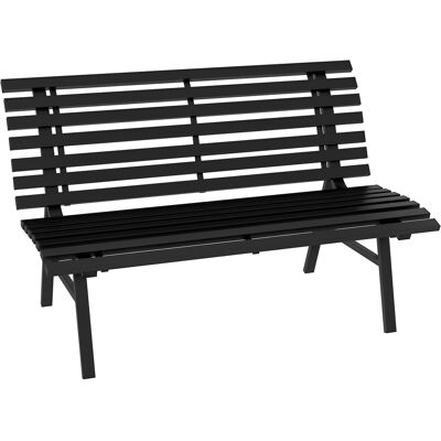ARRIGONI Banc De Jardin Extérieur 2 Places Assise Dossier À Lattes, En Aluminium, Dim. 123l X 67l X 79h Cm, Noir - Publicité ARRIGONI Banc De Jardin Extérieur 2 Places Assise Dossier À Lattes, En Aluminium, Dim. 123l X 67l X 79h Cm, Noir - Publicité