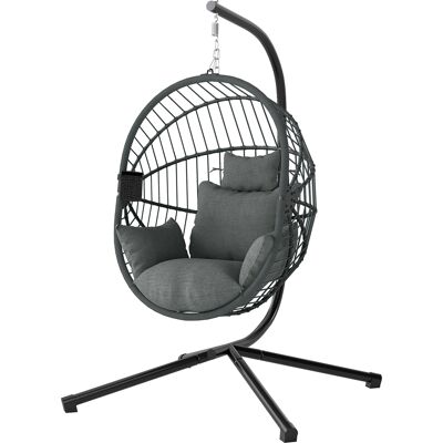 OEM Fauteuil Œuf Suspendu, Chaise Hamac Balançoire Intérieur Et Extérieur, Panier Pliable, Coussin Rembourré, Gris - Publicité OEM Fauteuil Œuf Suspendu, Chaise Hamac Balançoire Intérieur Et Extérieur, Panier Pliable, Coussin Rembourré, Gris - Publicité