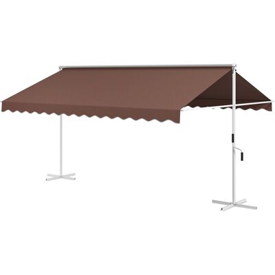 ACKERMAN Marquise Rétractable Outsunny 4,5x3,4m, Marquise De Jardin À Manivelle, Toiture De Terrasse Réglable, Protection Solaire, Polyester, Café - Publicité ACKERMAN Marquise Rétractable Outsunny 4,5x3,4m, Marquise De Jardin À Manivelle, Toiture De Terrasse Réglable, Protection Solaire, Polyester, Café - Publicité