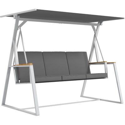 ARRIGONI Balancelle De Jardin 3 Places Avec Toit Inclinaison Réglable Matelas Fourni Dim. 205l X 130l X 175h Cm Gris Foncé - Publicité ARRIGONI Balancelle De Jardin 3 Places Avec Toit Inclinaison Réglable Matelas Fourni Dim. 205l X 130l X 175h Cm Gris Foncé - Publicité