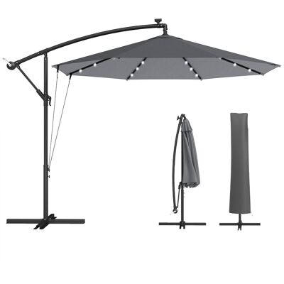 ARRIGONI Parasol Deporte 3 M Avec Eclairage Led Solaire Gris - Publicité ARRIGONI Parasol Deporte 3 M Avec Eclairage Led Solaire Gris - Publicité