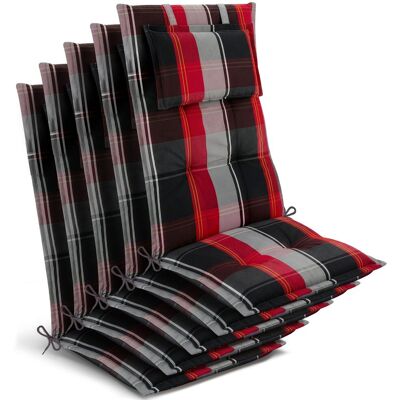 BEAUTISSU Lot De 5 Coussins Pour Chaises De Jardin À Dossier Haut 120 X 50 X 7 Cm, À Carreaux Noirs, Rouges Et Blancs - Publicité BEAUTISSU Lot De 5 Coussins Pour Chaises De Jardin À Dossier Haut 120 X 50 X 7 Cm, À Carreaux Noirs, Rouges Et Blancs - Publicité