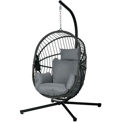 HEAT Fauteuil Suspendu, Hamac À Bascule Pour L'Intérieur Et L'Extérieur, Panier Pliable, Coussin Rembourré, Gris - Publicité HEAT Fauteuil Suspendu, Hamac À Bascule Pour L'Intérieur Et L'Extérieur, Panier Pliable, Coussin Rembourré, Gris - Publicité