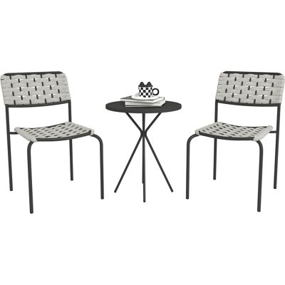 HEAT Ensemble De Mobilier De Jardin En Polyrotin, Mobilier De Salon De Jardin Pour Balcon Pour 2 Personnes, Ensemble 3 Pièces Comprenant 2 Chaises Et Une Table Grise. Publicité HEAT Ensemble De Mobilier De Jardin En Polyrotin, Mobilier De Salon De Jardin Pour Balcon Pour 2 Personnes, Ensemble 3 Pièces Comprenant 2 Chaises Et Une Table Grise. Publicité
