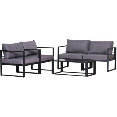 ACKERMAN Ensemble De Mobilier De Jardin Outsunny 4 Pièces, Combinable, Haute Capacité, Coussins De Siège, Table Avec Rangement, Polyester, 138 X 69 X 63 Cm, Gris - Publicité ACKERMAN Ensemble De Mobilier De Jardin Outsunny 4 Pièces, Combinable, Haute Capacité, Coussins De Siège, Table Avec Rangement, Polyester, 138 X 69 X 63 Cm, Gris - Publicité