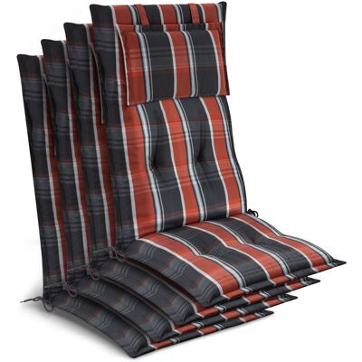 BEAUTISSU 4 Coussins De Siège De Jardin Pour Chaise À Dossier Haut 120 X 50 X 7 Cm, À Carreaux Gris-orange-blanc - Publicité BEAUTISSU 4 Coussins De Siège De Jardin Pour Chaise À Dossier Haut 120 X 50 X 7 Cm, À Carreaux Gris-orange-blanc - Publicité