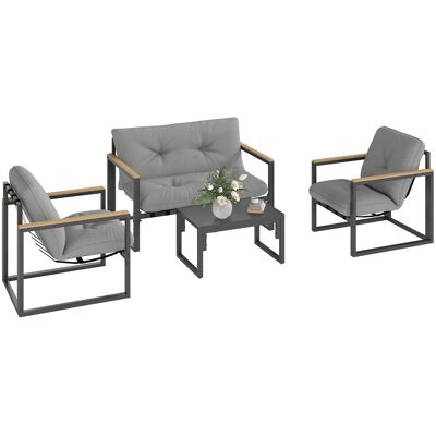 ARRIGONI Salon De Jardin 4 Personnes Avec Canape Fauteuils Et Table Gris Clair - Publicité ARRIGONI Salon De Jardin 4 Personnes Avec Canape Fauteuils Et Table Gris Clair - Publicité