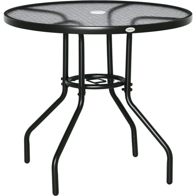 ARRIGONI Table À Manger De Jardin, Avec Trou De Parasol, Table Extérieure Ronde Avec Plateau En Verre Trempé, Ø 80 X 72 Cm, Noir - Publicité ARRIGONI Table À Manger De Jardin, Avec Trou De Parasol, Table Extérieure Ronde Avec Plateau En Verre Trempé, Ø 80 X 72 Cm, Noir - Publicité