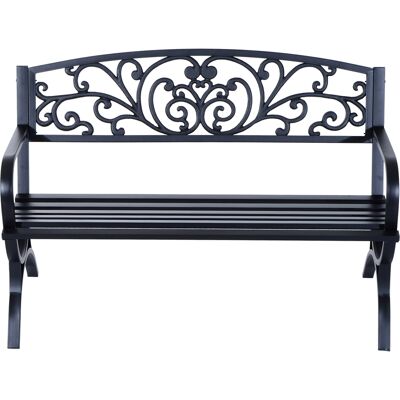 HEAT Banc De Jardin/terrasse En Fonte Noire, 3 Places, 127 X 60 X 85 Cm, Charge Maximale 240 Kg - Publicité HEAT Banc De Jardin/terrasse En Fonte Noire, 3 Places, 127 X 60 X 85 Cm, Charge Maximale 240 Kg - Publicité