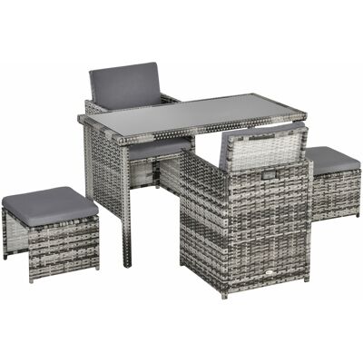 Outsunny - 11tlg Polyrattan Set - Polyrattan - Gris - Outdoor furniture set - Publicité Outsunny - 11tlg Polyrattan Set - Polyrattan - Gris - Outdoor furniture set - Publicité