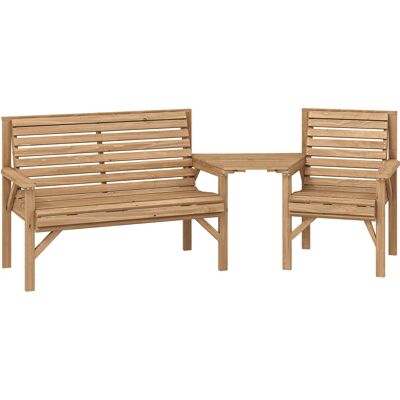 ARRIGONI Ensemble De Jardin 3 Pieces En Bois Avec Table Amovible - Publicité ARRIGONI Ensemble De Jardin 3 Pieces En Bois Avec Table Amovible - Publicité