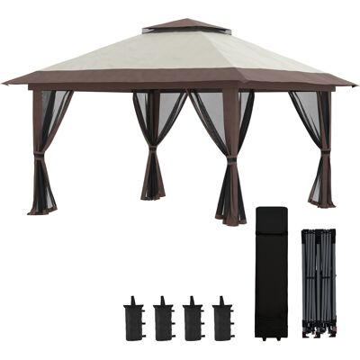 Generic Tonnelle Barnum De Jardin Pop-up Pliant Double Toit Protection Uv 50+ Avec 4 Moustiquaires Zippées 4 X 4 M Beige - Publicité Generic Tonnelle Barnum De Jardin Pop-up Pliant Double Toit Protection Uv 50+ Avec 4 Moustiquaires Zippées 4 X 4 M Beige - Publicité