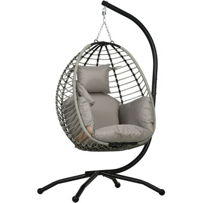 OEM Chaise Suspendue Outsunny Avec Porte-gobelet Et Hamac, Siège Panier Pliable, Coussin D'Appoint, Aspect Imitation Rotin, Capacité 120 Kg, Gris Acier, Jardin Et Terrasse. Publicité OEM Chaise Suspendue Outsunny Avec Porte-gobelet Et Hamac, Siège Panier Pliable, Coussin D'Appoint, Aspect Imitation Rotin, Capacité 120 Kg, Gris Acier, Jardin Et Terrasse. Publicité