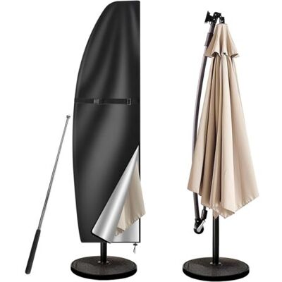 ABYSSE Housse De Parasol Déporté 210d Imperméable Style Banane, Noire, Compatible Avec Les Parasols Déportés De 205 Cm - Publicité ABYSSE Housse De Parasol Déporté 210d Imperméable Style Banane, Noire, Compatible Avec Les Parasols Déportés De 205 Cm - Publicité