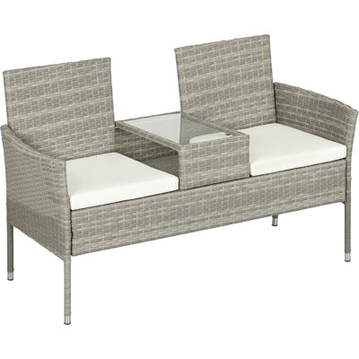ARRIGONI Banc De Jardin 2 Places Avec Table Basse Acier Et Rotin Pe 137 X 59 X 82 Cm Gris Et Creme - Publicité ARRIGONI Banc De Jardin 2 Places Avec Table Basse Acier Et Rotin Pe 137 X 59 X 82 Cm Gris Et Creme - Publicité