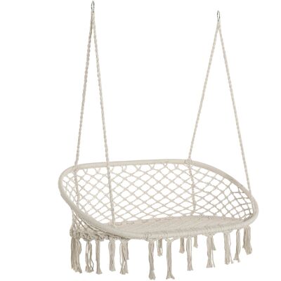ARRIGONI Hamac Balancelle De Jardin 2 Places En Macrame Blanc Creme - Publicité ARRIGONI Hamac Balancelle De Jardin 2 Places En Macrame Blanc Creme - Publicité