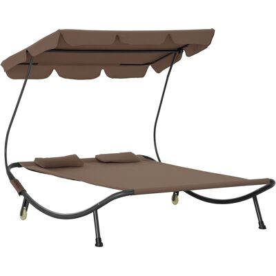 ARRIGONI Lit De Jardin Double 2 Places Avec Pare-soleil Reglable 200x175x134 Cm Marron - Publicité ARRIGONI Lit De Jardin Double 2 Places Avec Pare-soleil Reglable 200x175x134 Cm Marron - Publicité