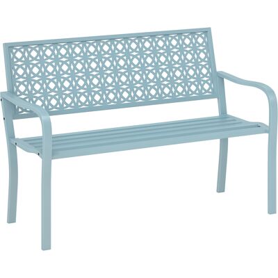 ARRIGONI Banc De Jardin 2 Places, Banc Extérieur Jardin En Acier Avec Dossier Ajouré, 127 X 63 X 85 Cm, Bleu - Publicité ARRIGONI Banc De Jardin 2 Places, Banc Extérieur Jardin En Acier Avec Dossier Ajouré, 127 X 63 X 85 Cm, Bleu - Publicité