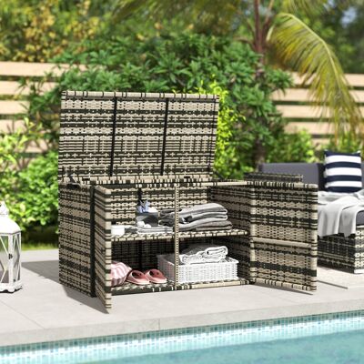 ACKERMAN Coffre Rangement Rotin 2 Niveaux 350l 118x57x69cm, Résiste Intempéries Uv, Couvercle/poignées/barres Levage, Idéal Jardin/terrasse/balcon, Gris Chiné - Publicité ACKERMAN Coffre Rangement Rotin 2 Niveaux 350l 118x57x69cm, Résiste Intempéries Uv, Couvercle/poignées/barres Levage, Idéal Jardin/terrasse/balcon, Gris Chiné - Publicité