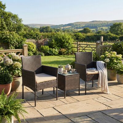 SONGMICS Meuble De Jardin Tressé En Pe, Ensemble 3 Pièces, Table Et Chaises, Extérieur, Terrasse, Balcon, Marron Et Taupe - Publicité SONGMICS Meuble De Jardin Tressé En Pe, Ensemble 3 Pièces, Table Et Chaises, Extérieur, Terrasse, Balcon, Marron Et Taupe - Publicité