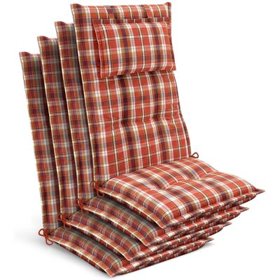 BEAUTISSU 4 Coussins De Chaise De Jardin À Dossier Haut 120 X 50 X 7 Cm, À Carreaux Orange-rouge-vert - Publicité BEAUTISSU 4 Coussins De Chaise De Jardin À Dossier Haut 120 X 50 X 7 Cm, À Carreaux Orange-rouge-vert - Publicité