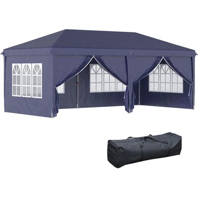 ACKERMAN Pavillon Pliant De 5,85 X 2,95 M Avec Protection Uv, Parois Latérales Et Fenêtres, Portes Zippées, Structure En Acier Robuste, Bleu, Idéal Pour Le Jardin Et Les Événements. Publicité ACKERMAN Pavillon Pliant De 5,85 X 2,95 M Avec Protection Uv, Parois Latérales Et Fenêtres, Portes Zippées, Structure En Acier Robuste, Bleu, Idéal Pour Le Jardin Et Les Événements. Publicité