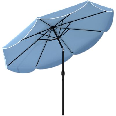ARRIGONI Parasol Rond Pour Balcon Ou Plage Avec Inclinaison A 3 Niveaux Manivelle 8 Baleines 265 X 235h Cm Bleu Ciel - Publicité ARRIGONI Parasol Rond Pour Balcon Ou Plage Avec Inclinaison A 3 Niveaux Manivelle 8 Baleines 265 X 235h Cm Bleu Ciel - Publicité