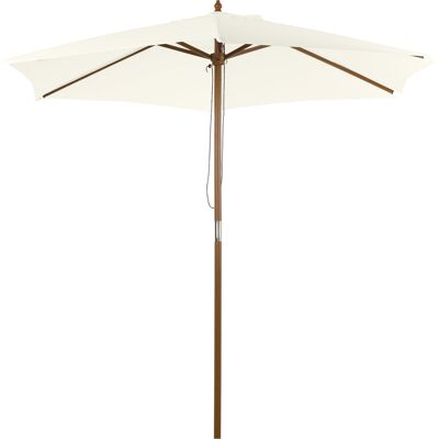 ARRIGONI Parasol De Jardin 2.5x2.3 M 6 Baleines Bois Et Polyester Blanc Creme - Publicité ARRIGONI Parasol De Jardin 2.5x2.3 M 6 Baleines Bois Et Polyester Blanc Creme - Publicité