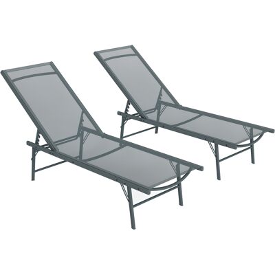 OEM Lot De 2 Bain De Soleil Chaise Longue Pliante Textilène Transat Jardin Extérieur Inclinable 54 X 164 X 84 Cm Gris Clair - Publicité OEM Lot De 2 Bain De Soleil Chaise Longue Pliante Textilène Transat Jardin Extérieur Inclinable 54 X 164 X 84 Cm Gris Clair - Publicité