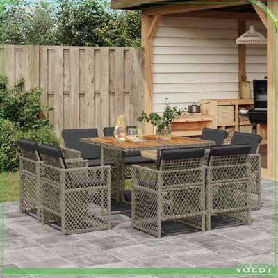 OEM Ensemble À Manger De Jardin - 3210842 - Résine Tressée - 8 Places Avec Coussins Gris - Table Acacia - Publicité OEM Ensemble À Manger De Jardin - 3210842 - Résine Tressée - 8 Places Avec Coussins Gris - Table Acacia - Publicité