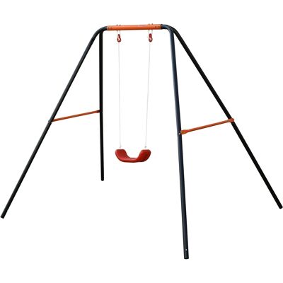 ACKERMAN Single-person Metal Swing, Robust Steel Frame, Thick Blow-moulded Seat, For Garden / Outdoor Use - Publicité ACKERMAN Single-person Metal Swing, Robust Steel Frame, Thick Blow-moulded Seat, For Garden / Outdoor Use - Publicité
