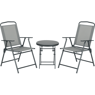 ARRIGONI Set De Jardin 3 Pieces Avec 2 Chaises 53.5x64x93 Cm Et Table Basse Ø45x50 Cm Metal Gris Clair - Publicité ARRIGONI Set De Jardin 3 Pieces Avec 2 Chaises 53.5x64x93 Cm Et Table Basse Ø45x50 Cm Metal Gris Clair - Publicité